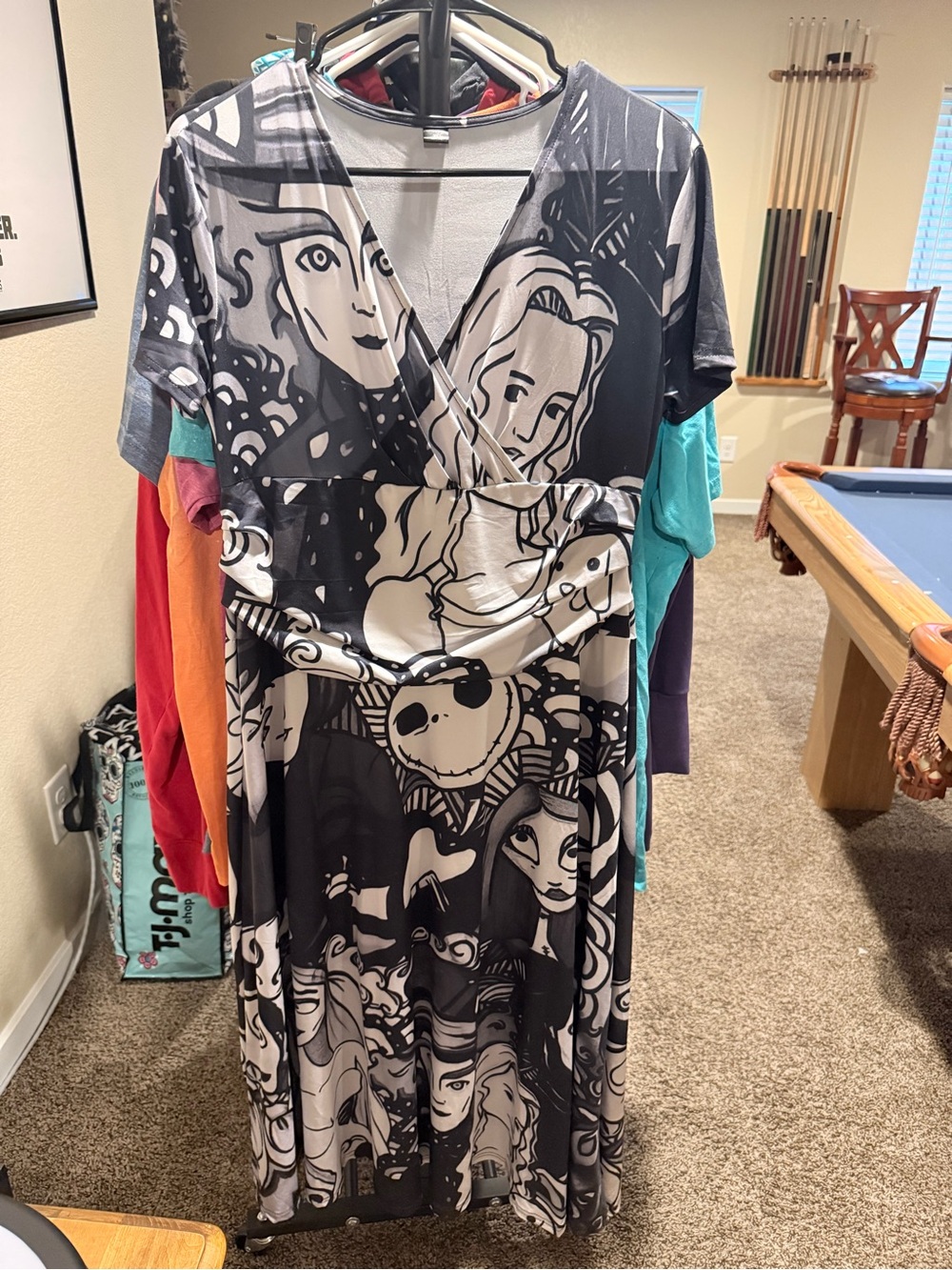Tim Burton Character Print Maxi Dress XL